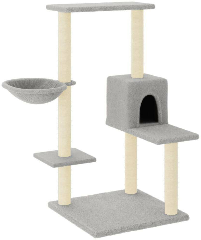 vidaXL Cat tree with sisal scratching posts 95 cm vidaXL Cat tree with sisal scratching posts 95 cmlight grey (172074)